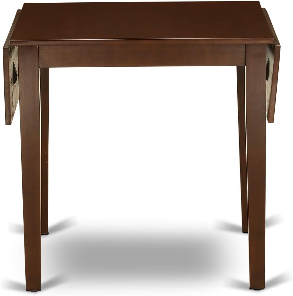 East West Furniture 1NDCE3-MAH-10 3 Piece Modern Dining Table Set Contains a Rectangle Wooden Table with Dropleaf and 2 Dahlia Linen Fabric Parson Dining Chairs, 30x48 Inch, Mahogany