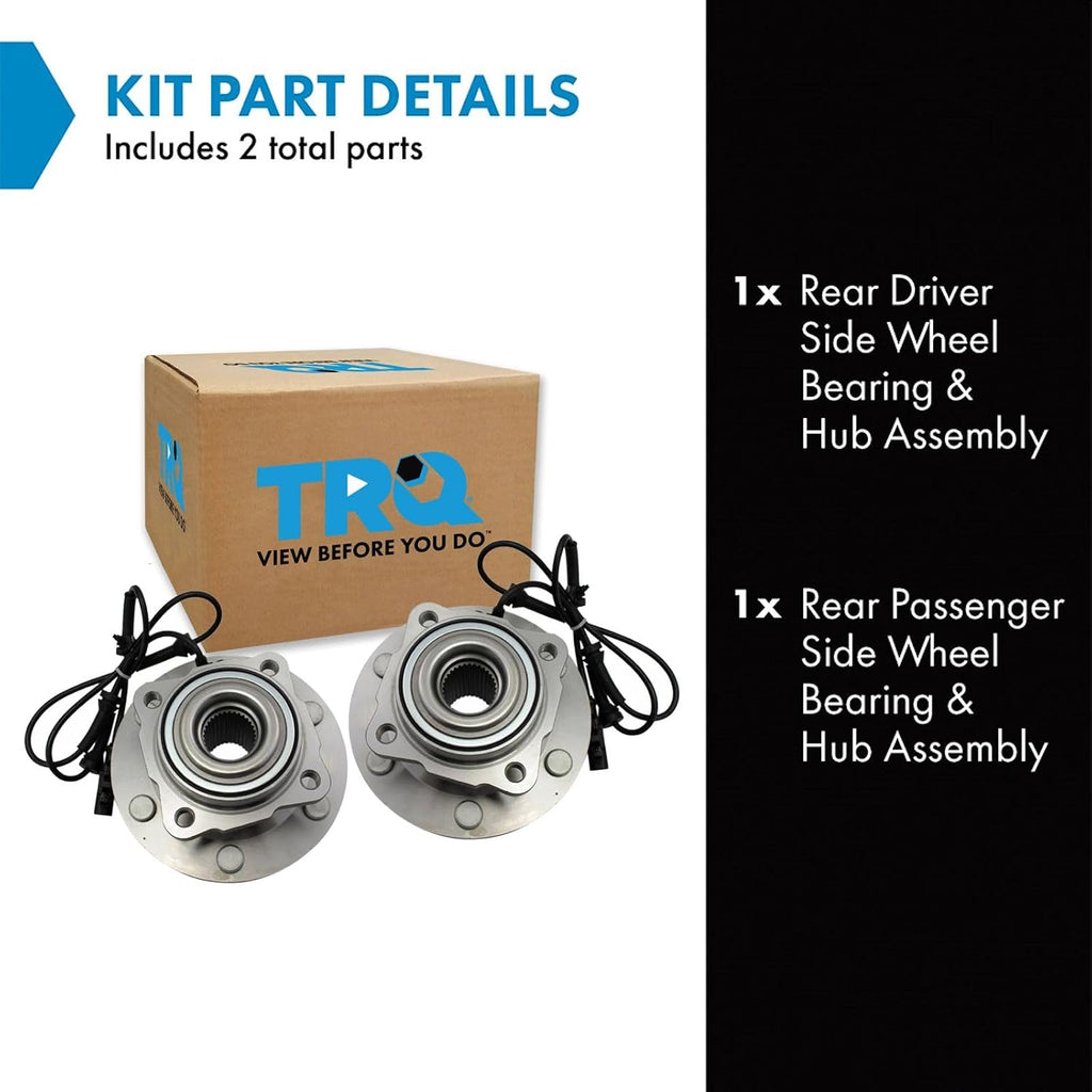TRQ 2 Piece Rear Wheel Bearing & Hub Assembly Set with ABS Sensor Compatible with 2012-2015 Nissan Armada