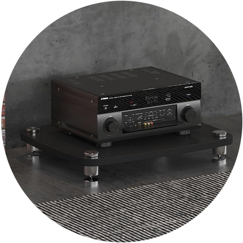 1/2/3/4-layer HiFi Audio Cabinet HiFi Stand Record Player MDF Stand Audio Rack with Shock-Absorbing Feet Power Amplifier Shelf Equipment Cabinet (Color : Black, Size : 60 * 48 * 10cm(1Tier))