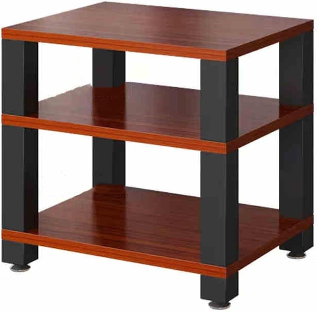 4-Tier Media Cabinet, Teak Audio Video Stand, Corner TV Stand with Ample Storage for Small Spaces, Stylish Stereo Furniture, Perfect for Living Room & Bedroom, 23.6'x18.8'x22.8'
