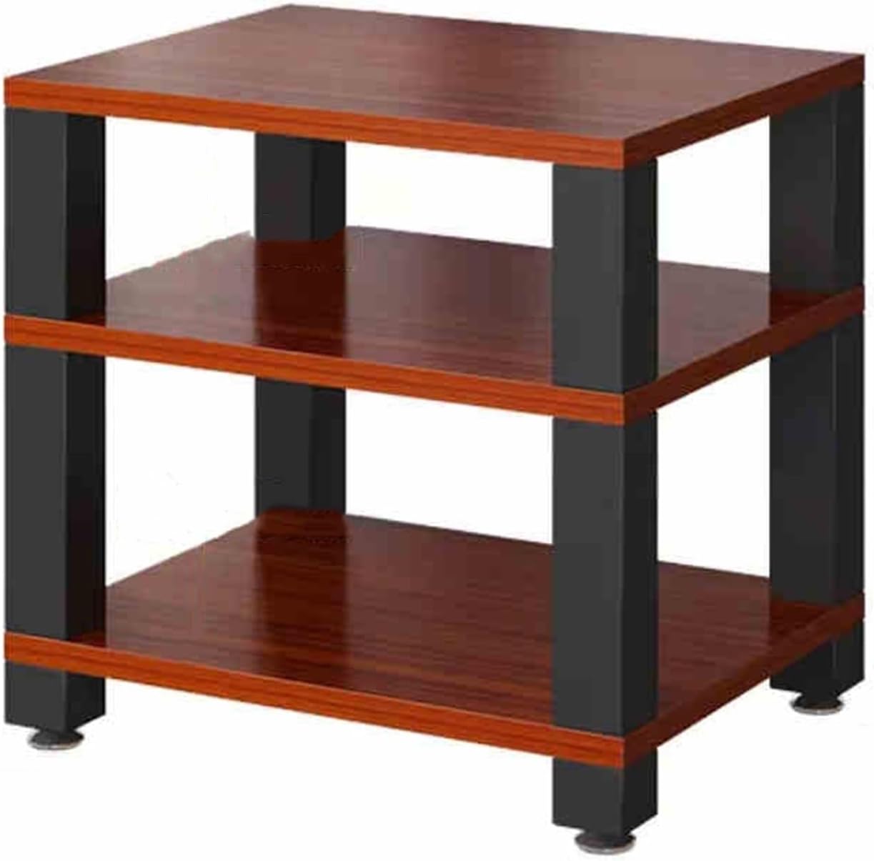 4-Tier Media Cabinet, Teak Audio Video Stand, Corner TV Stand with Ample Storage for Small Spaces, Stylish Stereo Furniture, Perfect for Living Room & Bedroom, 23.6'x18.8'x22.8'