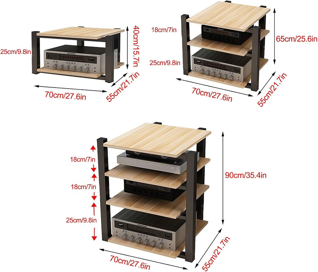 Audio Rack AV Media Stand Media Audio Tower Cabinet 2/3/4 Tier Audio Rack, for Entertainment Stereo Racks Component Storage and Collection Display(White,90cm/35.4in)