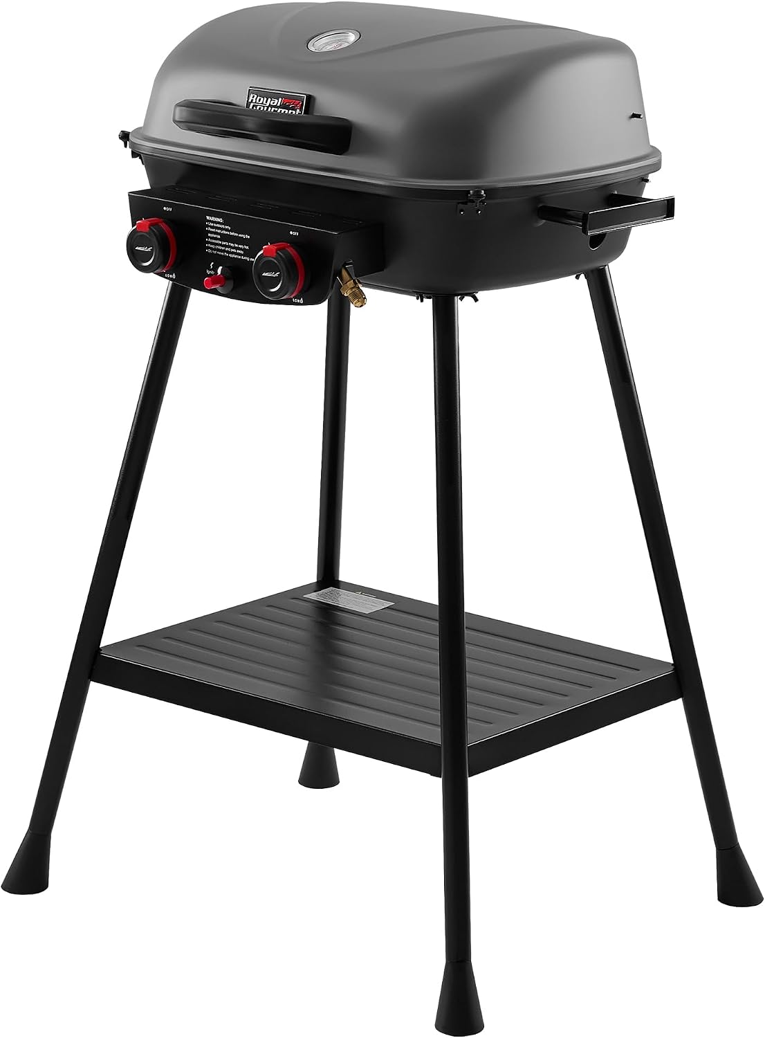 Royal Gourmet GT2003 Portable 2 Burner Propane Gas Grill with Stand and Warming Rack, 2-in-1 Grill Griddle Combo with 17,000 BTUs Output forCamping, Tailgating, Backyard, Gray
