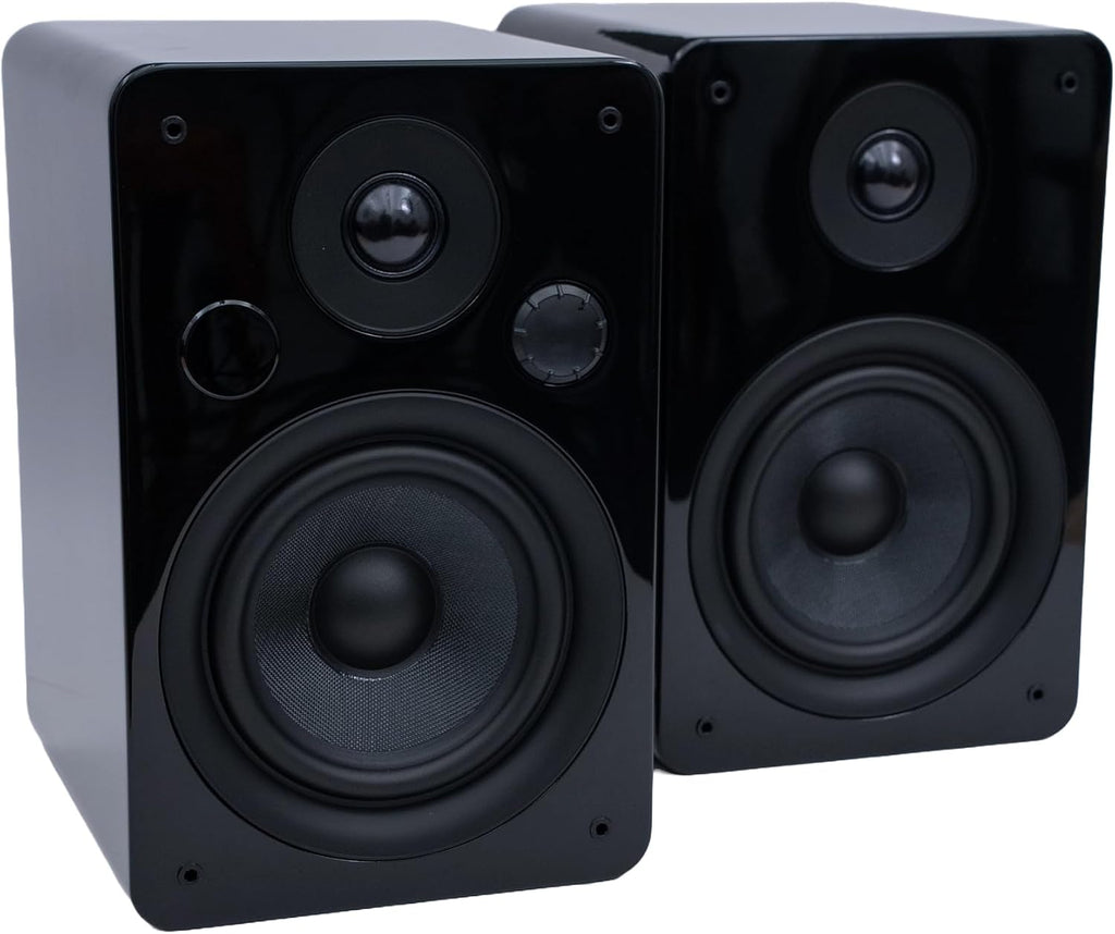 Peachtree Audio M25x Powered Bookshelf Speakers (Pair) – Piano Black | Bluetooth Wireless & Wired | 5.25' Woofer, USB Input, Subwoofer Out, Remote Control