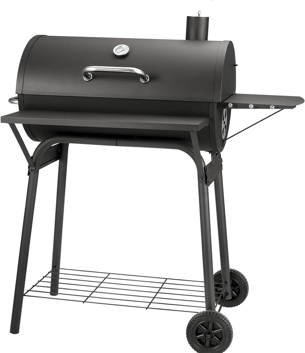 Kendane Barrel Charcoal Grill, Large Charcoal Grills with Front and Side Shelf, 627 Square Inches Cooking Grid, Outdoor BBQ Grill, Perfect for Backyard Camping, Patio Parties, and Picnics