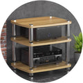 3-Tier HiFi Audio Cabinet Stand MDF Record Player Rack with Shock-Absorbing Feet Power Amplifier Shelf Wood Finish 60X48X57Cm - Audio Equipment Storage