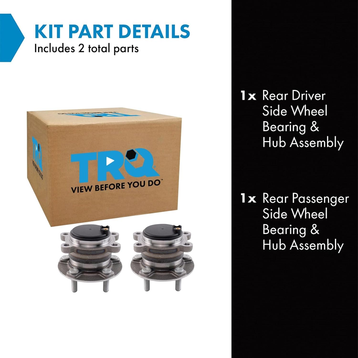 TRQ Rear Driver and Passenger Side Wheel Bearing and Hub Assembly Set 2 Piece Compatible with 2020-2022 Ford Escape Front Wheel Drive 2020-2022 Lincoln Corsair Front Wheel Drive