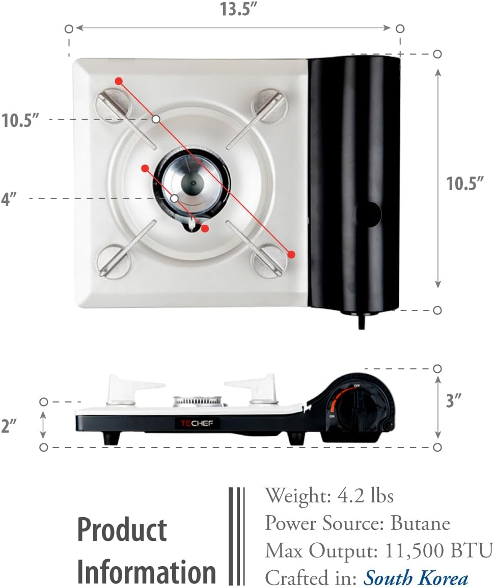 TECHEF - Stovetop Korean BBQ Non-Stick Grill Pan with Agni Portable Gas Stove Burner, Made in Korea (Essential KBBQ Set)