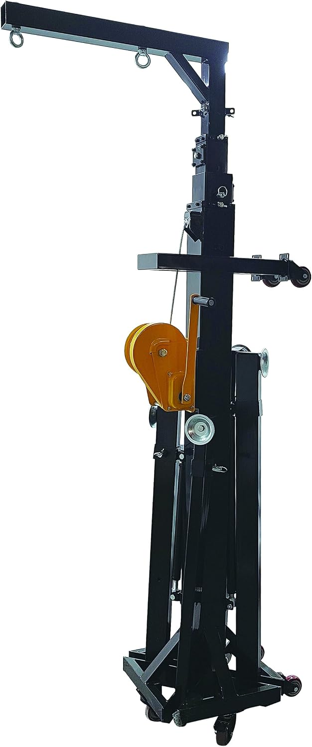 Steel Audio Crank Stands, 6.5 to 19.6 ft Height Crank Up Stands, Telescoping Stage Speaker Stands with 4 Support Legs and 4 Moving Casters, 550LB Load Capacity