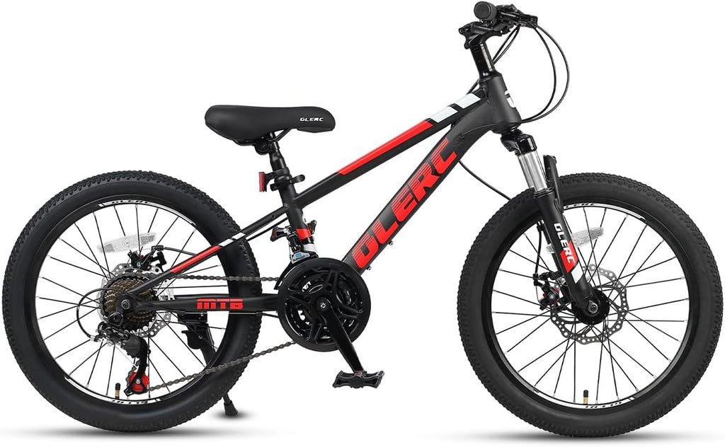 Glerc 20 24 Inch Kids Bike, Kids Mountain Bike for Boys and Girls Ages 6-15, 21-Speed Skyline Bicycle with Front Suspension and Disc Brakes, Multiple Colors