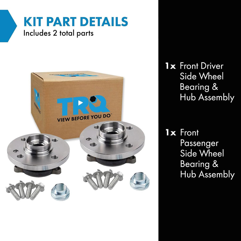 TRQ Front Left and Right Wheel Bearing and Hub Assembly Set 2 Piece Compatible with 2007-2013 Mini Cooper 2014-2015 Cooper Coupe 2014-2015 Cooper Convertible