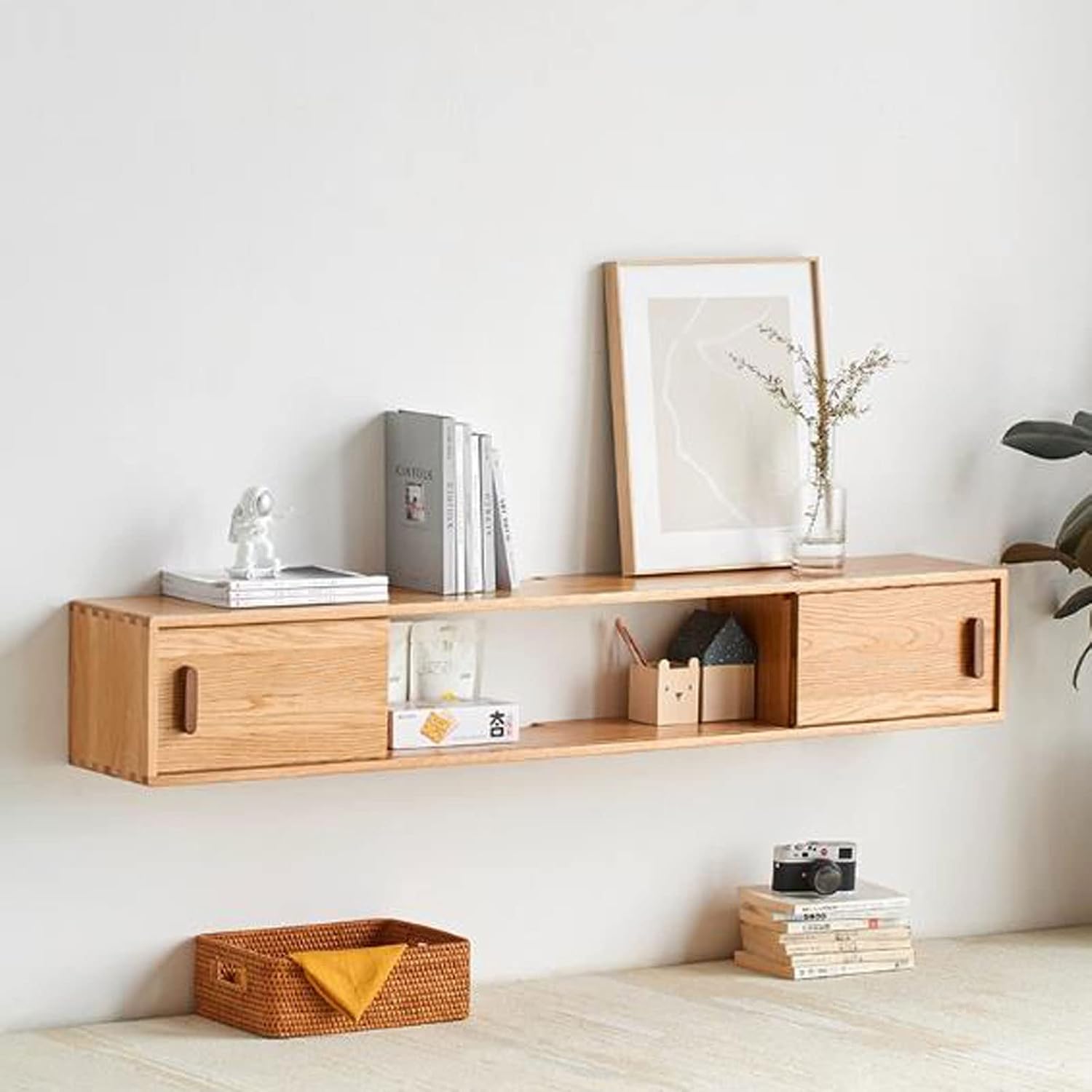 Wall mounted TV Cabinet Decorative Wall Display Floating Shelf Wall Shelf Entertainment Unit TV Stand TV Media Console Audio-visual Equipment Shelves TV Shelf Wooden Storage Cabinet Gaming Shelf