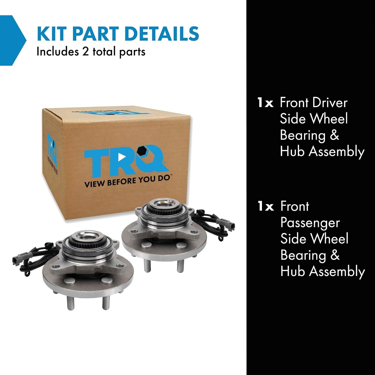 TRQ Front Left and Right Wheel Bearing and Hub Assembly Set 2 Piece Compatible with 2017-2020 Ford F-150 Raptor