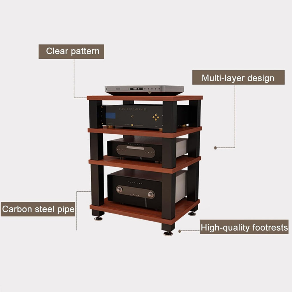 4-Tier Media Cabinet, Corner TV Stand, Teak Audio Video Rack, Space-Saving Stereo Furniture, Ample Storage for Small Spaces, Stylish Floor Media Stand (23.6'x18.8'x30.9')