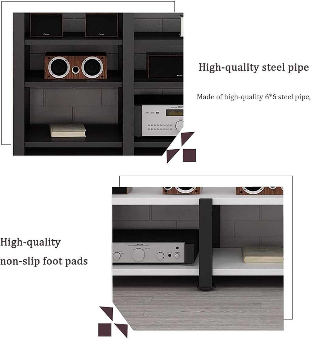 AV Media Stand, Video Audio Rack with Storage Shelves, Multi-Function Record Player Stand, Stand Corner Component Stereo Cabinet, Power Amplifier Shelf Equipment(Natural,4 tier 72CM/28.3in)