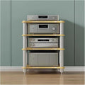 Heavy Duty Modern HiFi Stand - 4 Tier Audio Rack for Living Room, Stylish Stereo Tower & Media Storage Shelves, Perfect for Audio Components & Small Spaces
