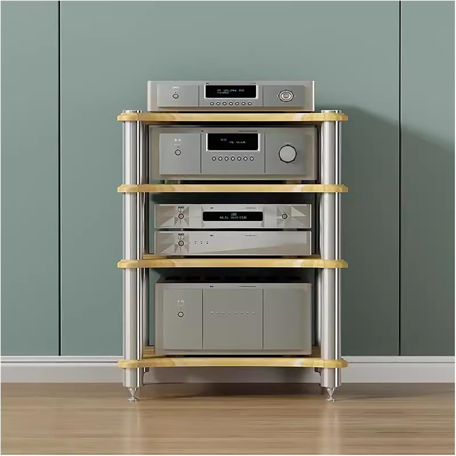 4-Tier Media Stand Audio/Video Component Cabinet, Freestanding Modern Stereo Racks and Stands for Home/Living Room/Game Room, Electronics Equipment Shelf, #2