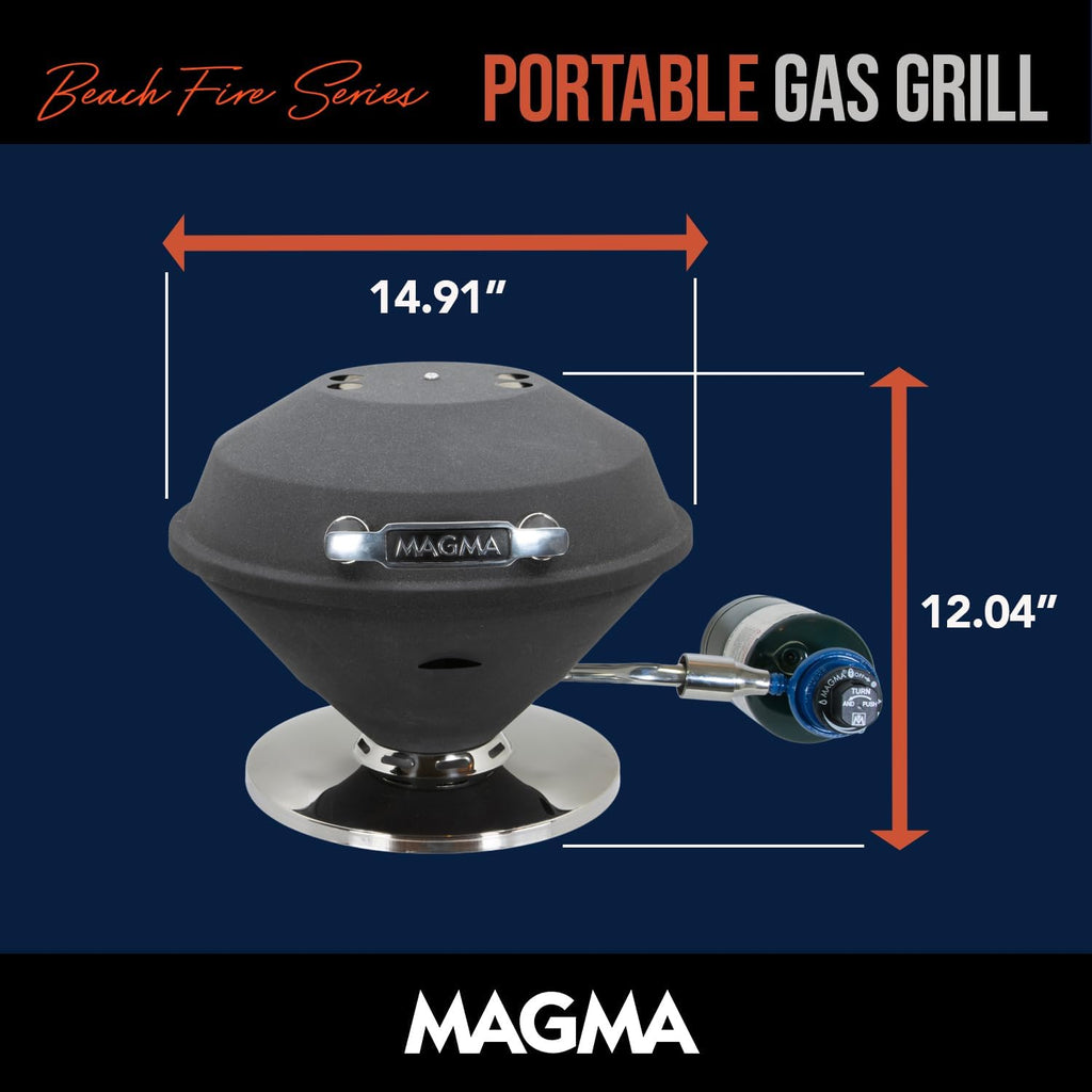 Magma C10-105-G Graphite Beach Fire Gas Grill | Portable Gas BBQ | Compact Propane Grill | Stylish Outdoor Cooker