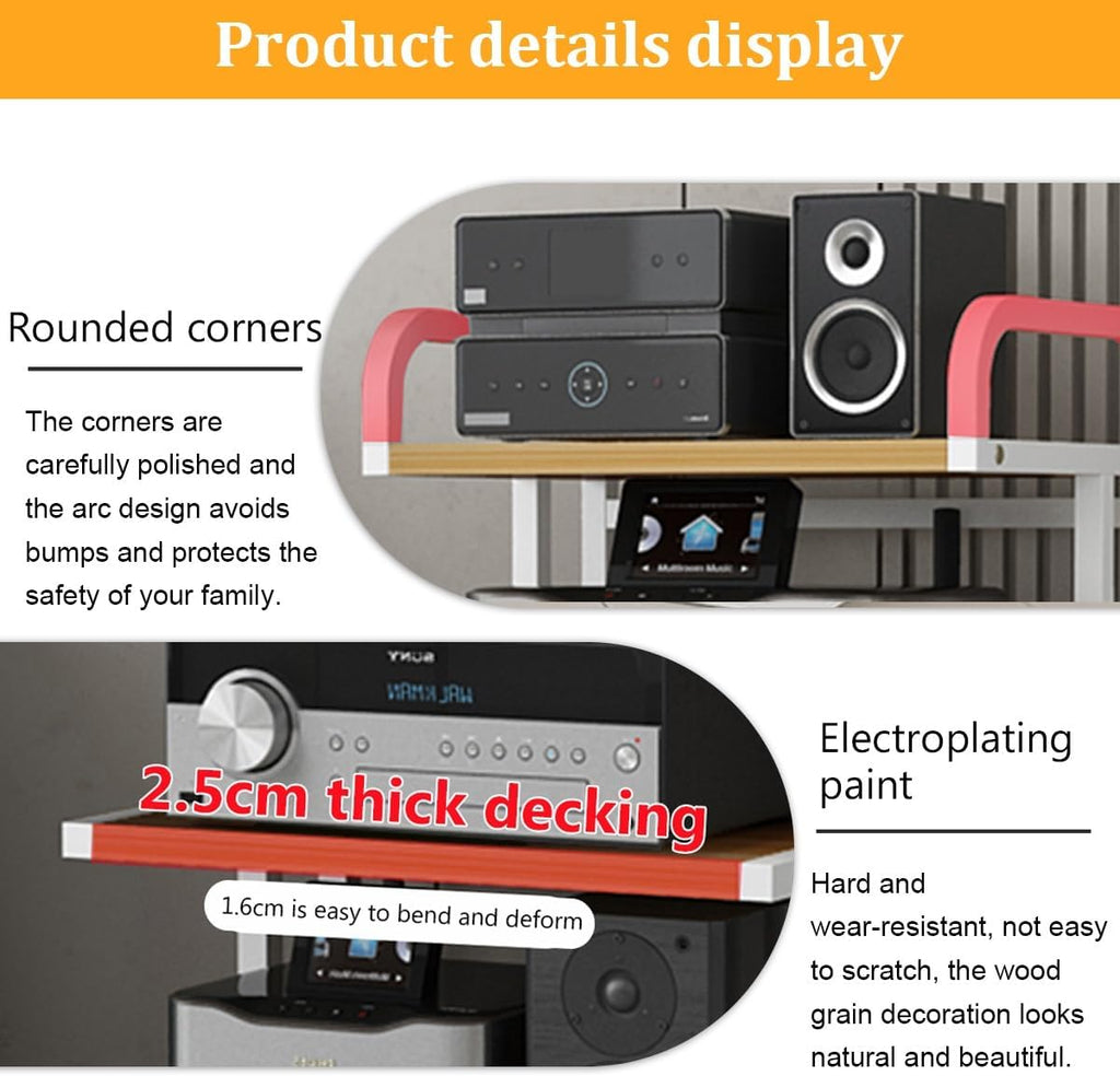 Multimedia HiFi Equipment Stand with Wheels, 5-Tier Audio Storage Rack, Carbon Steel Support for Stereo Components, Perfect for Living Room & Bedroom (H106CM/42.5Inch)