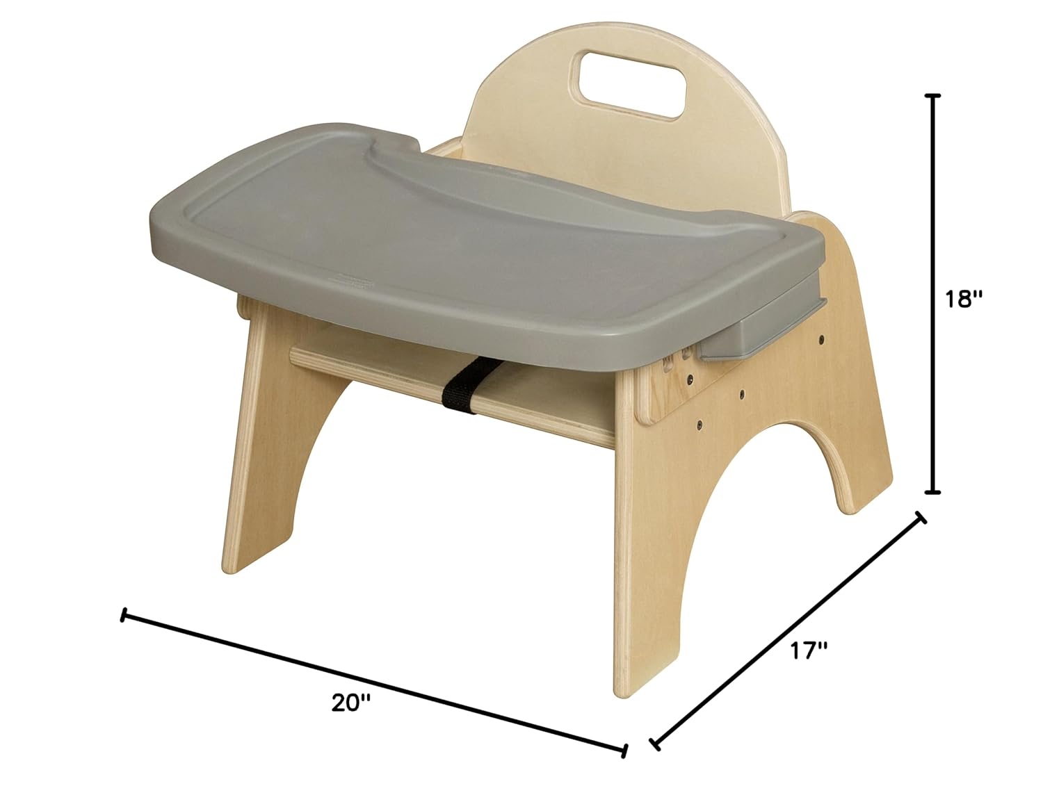 11'H Montessori Low Feeding Chair, Toddler Wooden Stackable Chair with Removable Tray, Safety Harness, Suitable for Ages 3-5