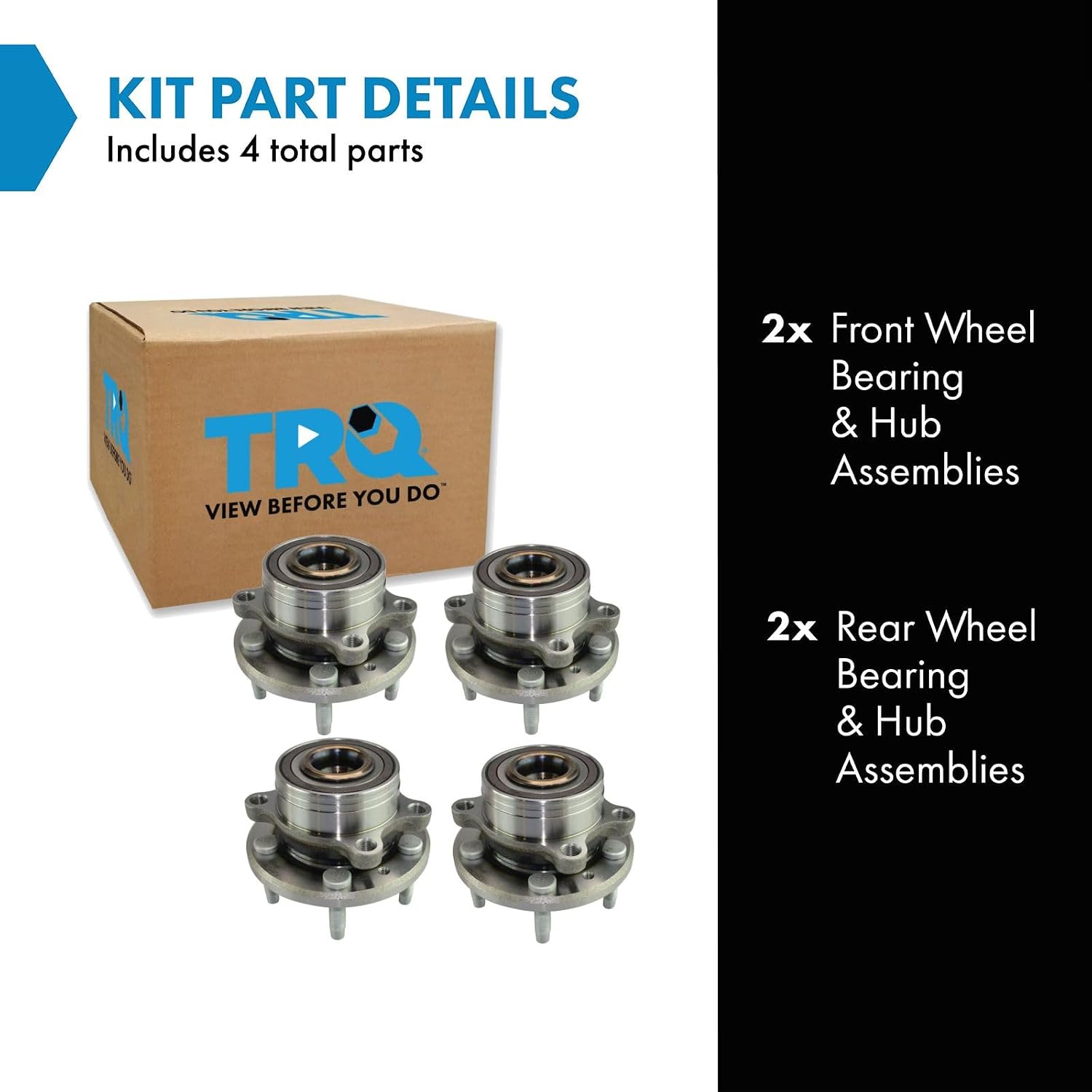 TRQ Front and Rear Wheel Bearing and Hub Assembly Set 4 Piece Compatible with 2011-2012 Ford Explorer 2013-2019 Explorer Police Package Steel Wheels 2013-2019 Police Interceptor Utility