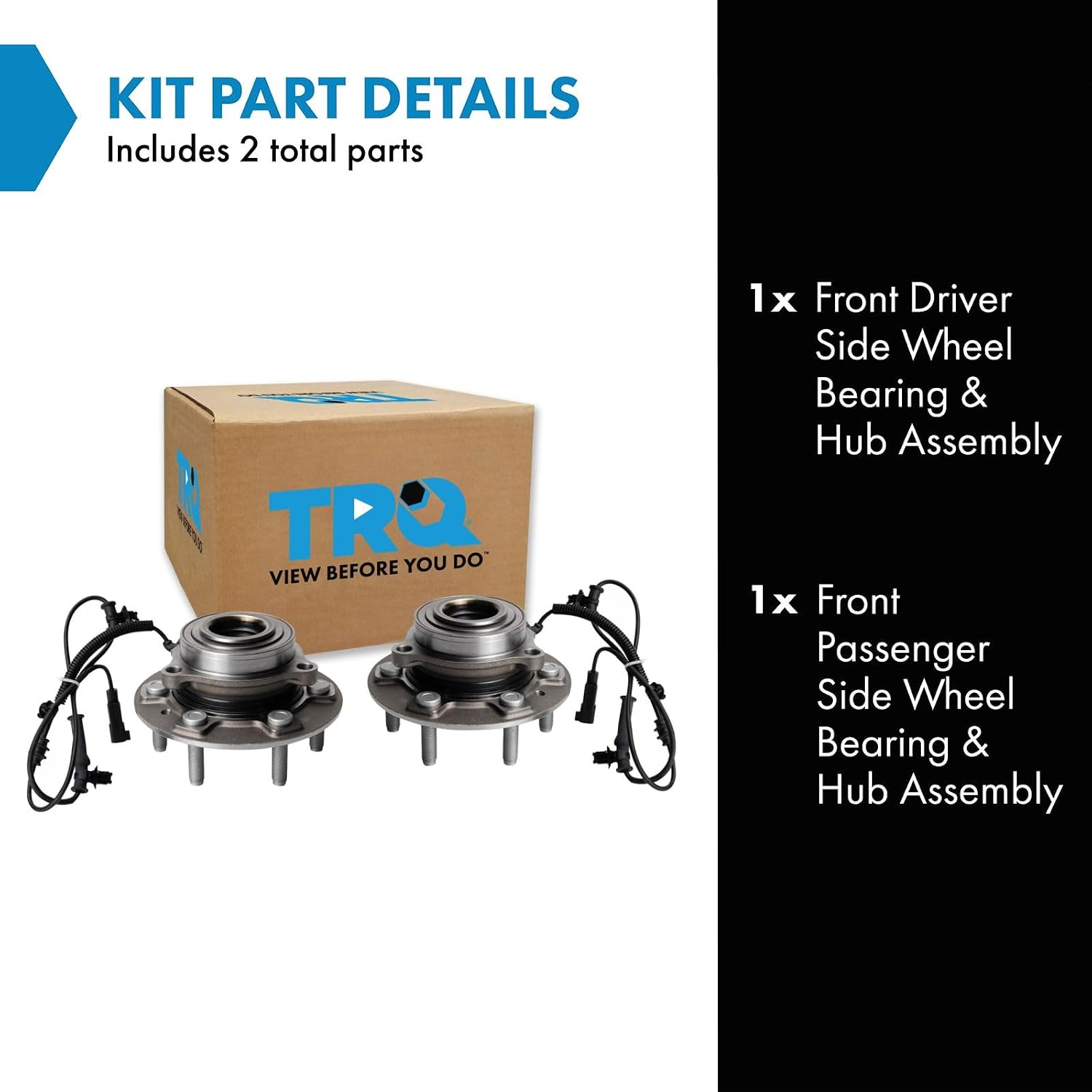 TRQ Front Wheel Bearing and Hub Assembly Set 2 Piece for Models with 22 INCH Factory Wheels ONLY Compatible with 19-24 Ram 1500