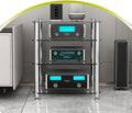 4 Tier HiFi Rack Tempered Glass Media Stand AV Component Cabinet Stereo Rack with Open Storage Shelves Stylish Home Entertainment Center (72cm 28.3in)