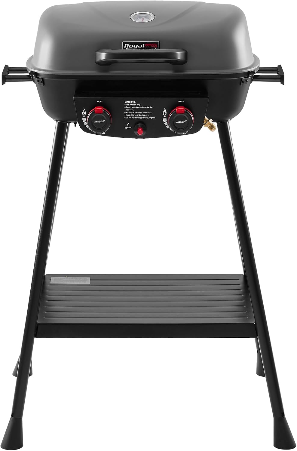 Royal Gourmet GT2003 Portable 2 Burner Propane Gas Grill with Stand and Warming Rack, 2-in-1 Grill Griddle Combo with 17,000 BTUs Output forCamping, Tailgating, Backyard, Gray