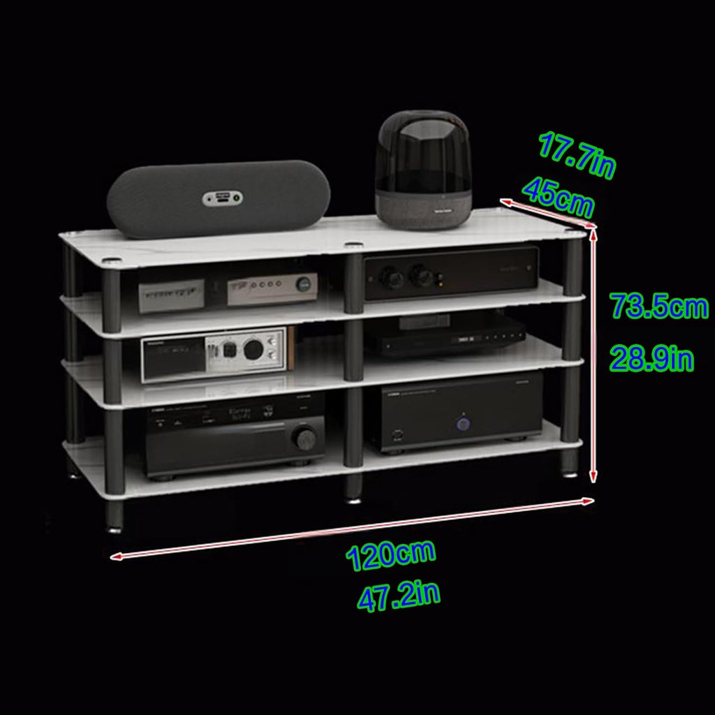 4-Media Stand White Entertainment Center Stylish Stereo Rack for Tv & Audio Equipment Spacious Storage Cabinet 120X45X73.5 Cm Perfect for Home Theater-Black-120x45x73.5cm