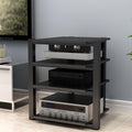 AV Cabinet Audio Rack - 90cm/35.4in Stereo Media Stand for Record Players, Audio Component Tower, Home Theater & Office Storage (Black)