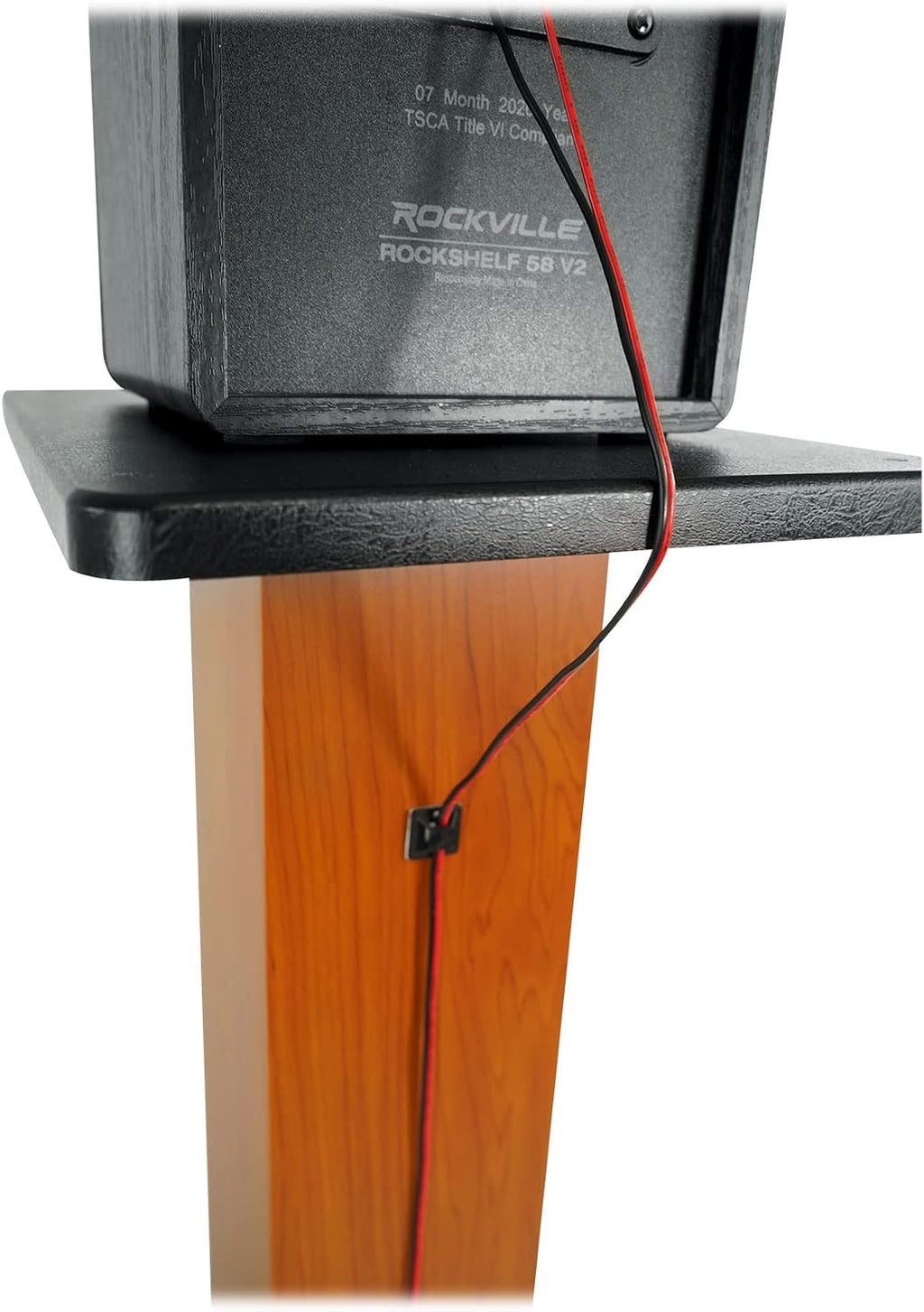 Rockville Pair SS28C 28' Speaker Stands, 100Lbs Capacity, Solid MDF Wood, Classic Wood-Grain Finish, Dual Platforms, Spikes and Pads, for Home Audio and Studio Monitors