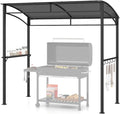 Tangkula 7ft Grill Gazebo, Patio Barbecue Canopy with Serving Shelf and Storage Hooks, Curved Grill Shelter w/Heavy-Duty Steel Frame Sunshade Awning for Outdoor Garden (Gray)