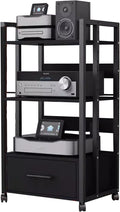 5/4/3/2-Tier AV Media Stand Vertical Storage Cabinet, Office Home Classroom Stereo Rack System Cabinet Adjustable, Mobile Audio Equipment Rack, Portable Record Player Amplifiers Shelf(3 Tier 100cm Tal