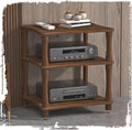 Solid Wood AV Media Cabinet Audio Component Rack 1 2 3 4 Tier Stereo Cabinet for HiFi Audio Equipment, Open Amplifier Stand(Black Walnut,3Tier-60x48x64cm)