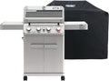 Monument Grills 4 Burner Propane Gas Grill, Stainless Steel Outdoor Patio Barbecue Grill with Cover, with Broil Zone Fast Heating, Knob Control, and Easy Cleanup, M410MBZ