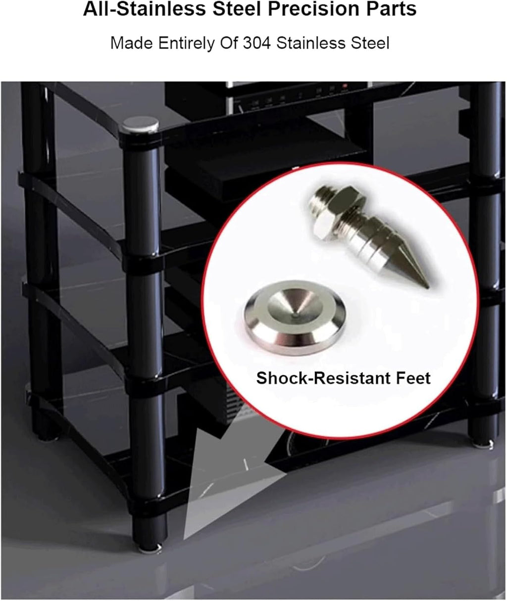 Audio Rack 1/2/3/4 Tier Stereo Rack Audio Equipment Rack Audio Stereo Shelf Wooden HiFi Rack Audio-Video Shelving Shock-Absorbing(Multi-Colored,4 Tier)