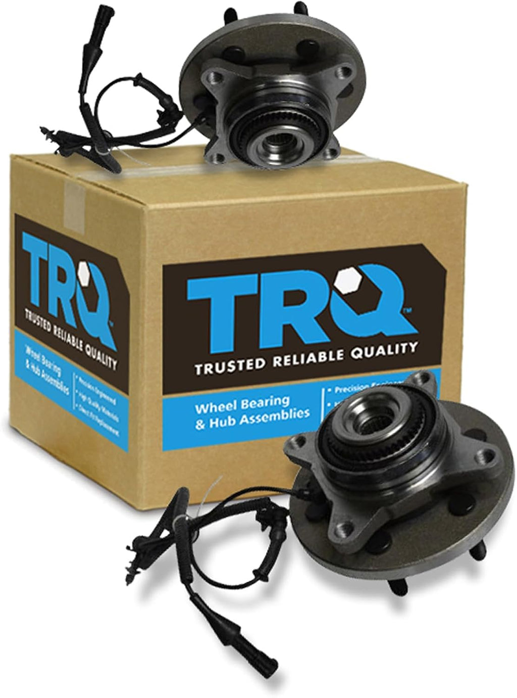 TRQ Front Left and Right Wheel Bearing and Hub Assembly Set 2 Piece Compatible with 2009-2010 Ford F-150 4 Wheel Drive 6 Lug Wheels