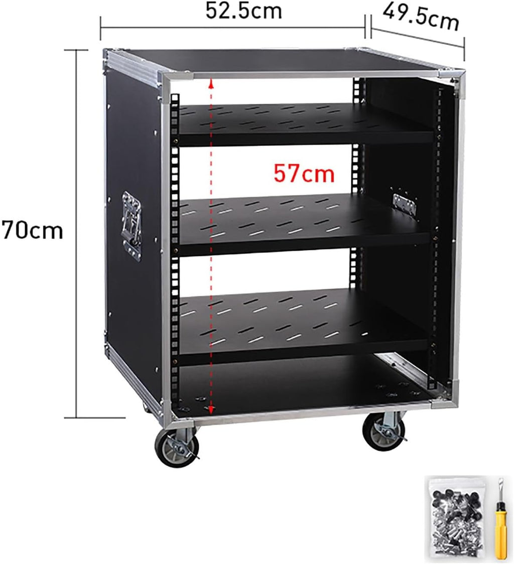 Portable Network Rack，Open Frame Rack，for Servers & AV Gear，with Caster Built-in Handle Network Rack， Rolling Network Rack（16U -87x52.5cm） (Size : 12U-3TIER-49.5X52.5CM)