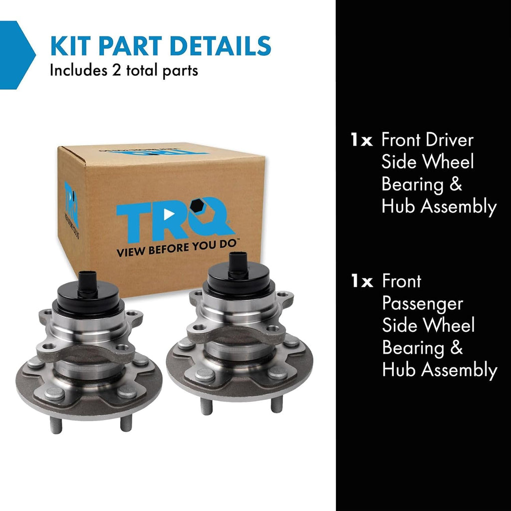 TRQ 2 Piece Front Wheel Bearing & Hub Assembly Set Compatible with 2016-2020 Lexus GS F 2015-2022 RC F