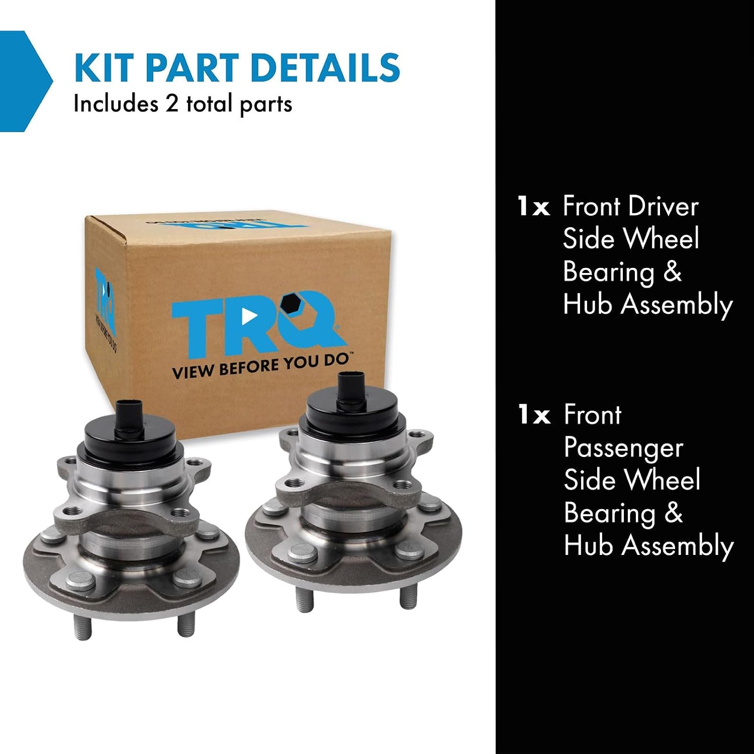TRQ 2 Piece Front Wheel Bearing & Hub Assembly Set Compatible with 2016-2020 Lexus GS F 2015-2022 RC F