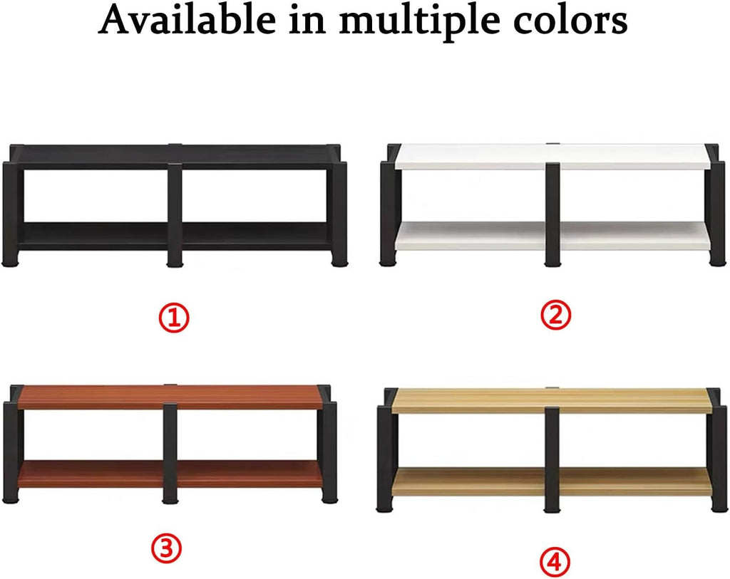 Double Position Audio Rack, Media Stand with Large Storage Space, Open Stereo Cabinet, AV Media Stand with Non-Slip Foot Pad, Modern TV Stand for Living Room, Length 120cm(White,2-Tier)