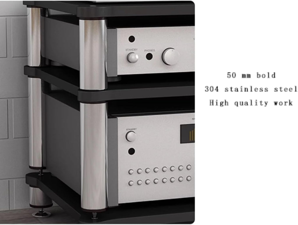 HiFi Audio Rack & Amplifier Stand for Home Theater, 2/3/4-Tier AV Equipment Shelf with Spikes Audio-Visual Shelving for Receiver, Turntable, Speaker(Brown,60 * 48 * 81cm(4Tier))