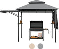 Tangkula 13.5x4 Ft Grill Shelter With Dual Side Awnings, Double Tiered BBQ With Shelves, Heavy-Duty Steel Frame, CPAI-84 Fire-Resistant Patio & Garden Gazebo