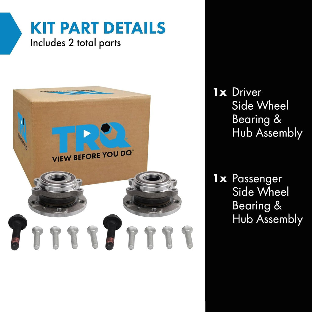 TRQ Left and Right Wheel Bearing and Hub Assembly Set 2 Piece Compatible with 12-19 Volkswagen Beetle 10-13 Golf 10-14 GTI 09-17 Tiguan All Wheel Drive 05-13 Jetta 12-21 Passat