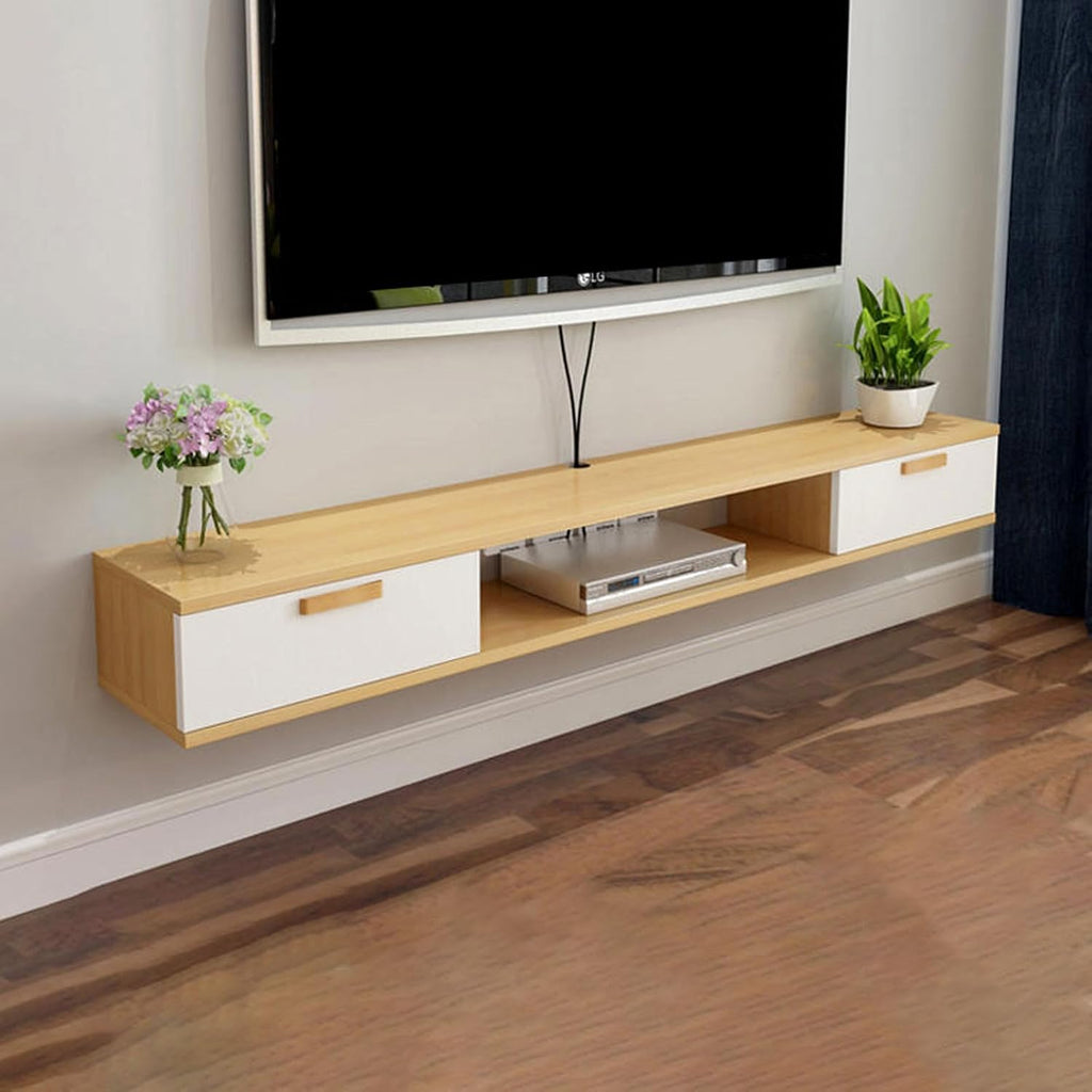 TV Table Unit for TVs, Wall Mounted TV Cabinet Floating TV Shelf Wall Shelf Home Entertainment Center TV Mount Stands Multimedia Storage Cabinet With drawer Audio-visual Equipment Shelves 100cm
