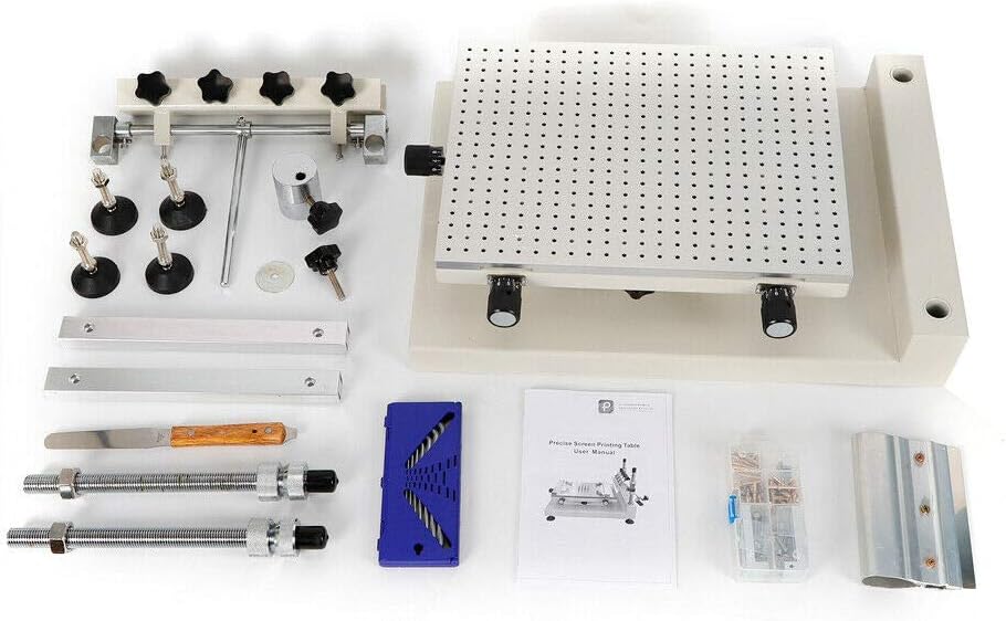3040 Solder Paste Printer, PCB Stencil Printer, Manual Control Screen Printing Table with 4 Knobs and A Pressure Plate, Adjustable Height and High Repetition Accuracy