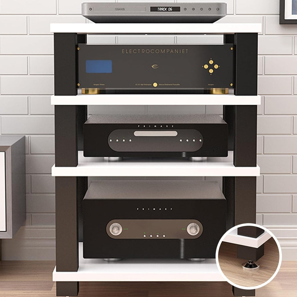Heavy Duty Audio Component Rack,Stereo Rack,Record Player Stand,Design AV Media Stand,Movable Audio Rack Tower Player Stand,Storage for Entertainment Stereo Component(Deep Black,60x48x10cm)