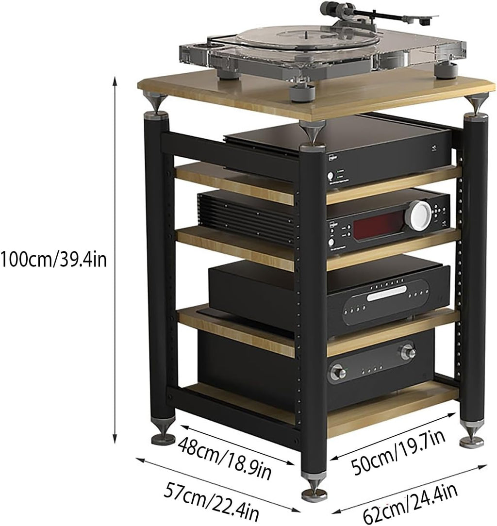 AV Media Stand,Audio Rack Stereo Cabinet,Stereo Stand with Shock-Absorbing Feet,DVD Stand Storage Tower,Record Player Console Cabinet,Audio-Video Shelving,Entertainment Stand(Black,5floor)