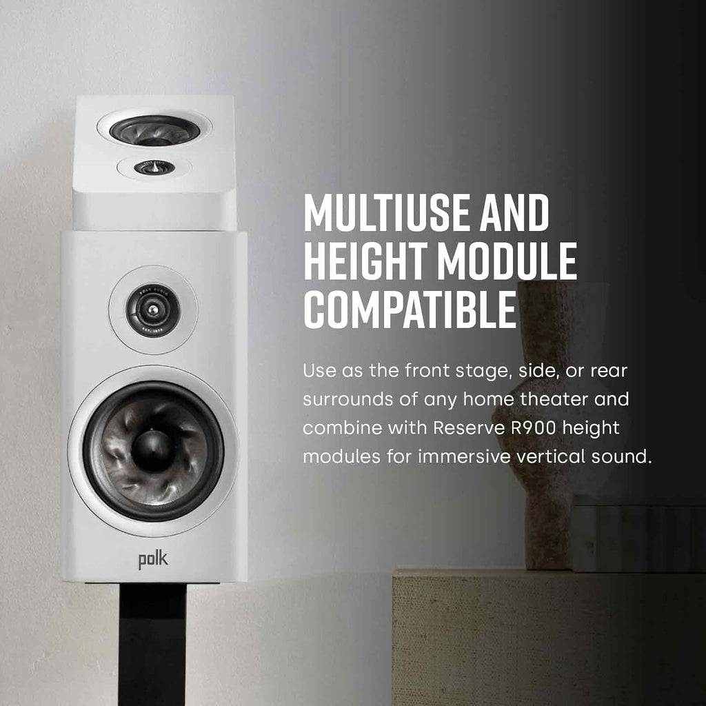 Polk Audio Reserve R200 Large Bookshelf Speaker for Dynamic, Detailed Home Theater Audio, 1' Pinnacle Ring Tweeter & 6.5' Turbine Cone Woofer, Dolby Atmos & IMAX Enhanced, Wall Mountable, Black