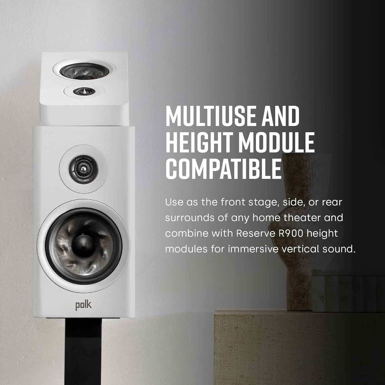 Polk Audio Reserve R200 Large Bookshelf Speaker for Dynamic, Detailed Home Theater Audio, 1' Pinnacle Ring Tweeter & 6.5' Turbine Cone Woofer, Dolby Atmos & IMAX Enhanced, Wall Mountable, Black